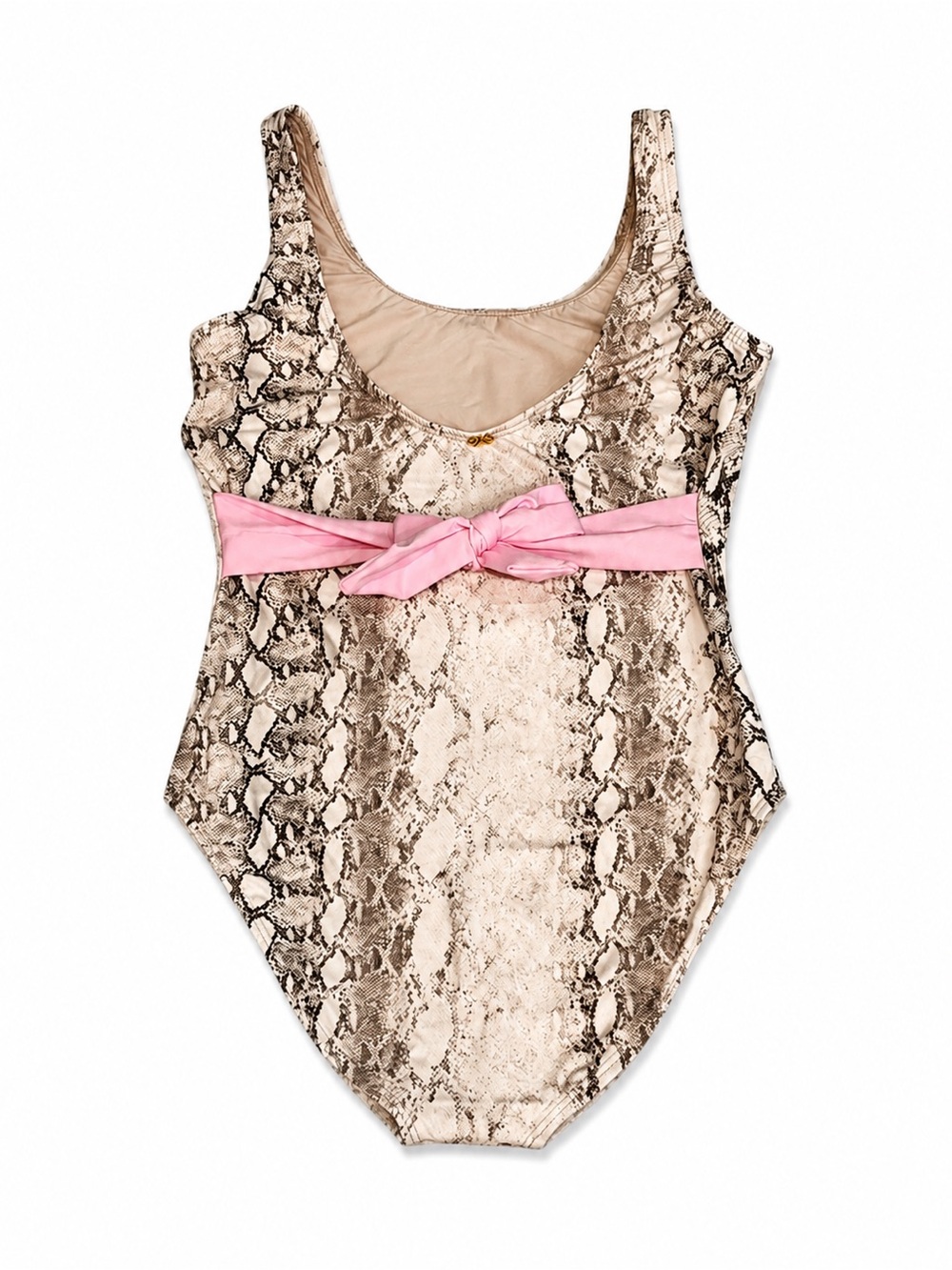 PQ KAA BELTED BOW ONE PIECE GIRLS SIZE 16 SNAKESKIN PRINT NWT SWIMSUIT